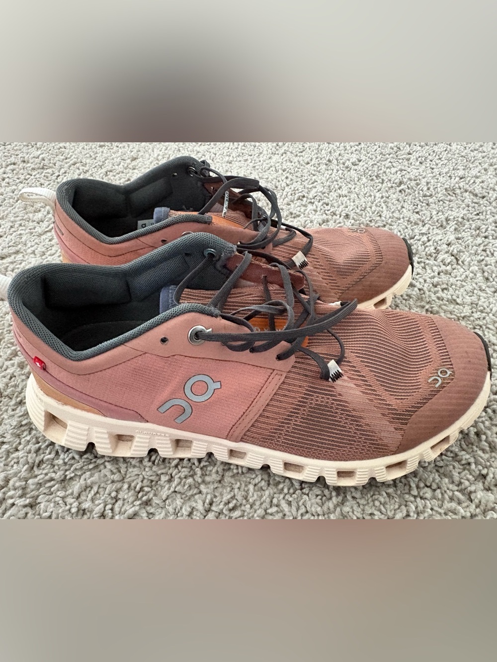 On Running Shoes in rusty pink and Brown